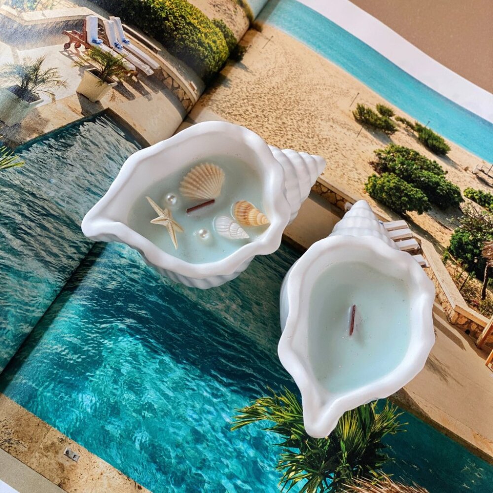 Ocean’s Whisper Scented Candle in Jesmonite Shell